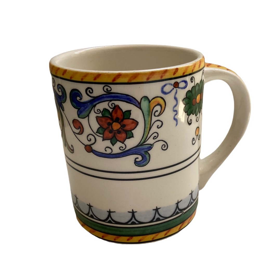 Bonvida Porcelana Coffee Mug Dragon Design Deruta Style Floral Scrolls Portugal